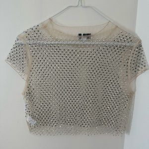 HOT & DELICIOUS - sheer sparkly crop top, medium